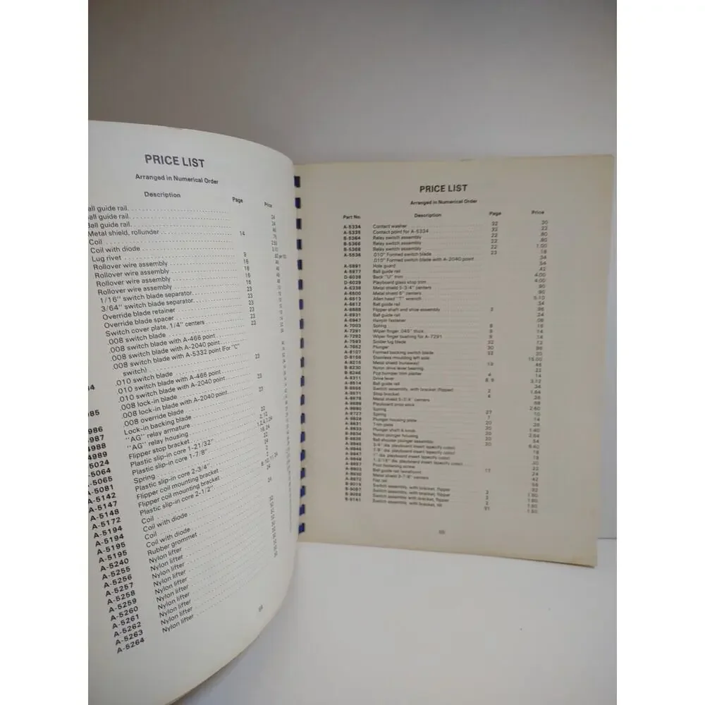 Gottlieb 1980 Pinball Machine Parts Catalog + Price List For Electronic Games